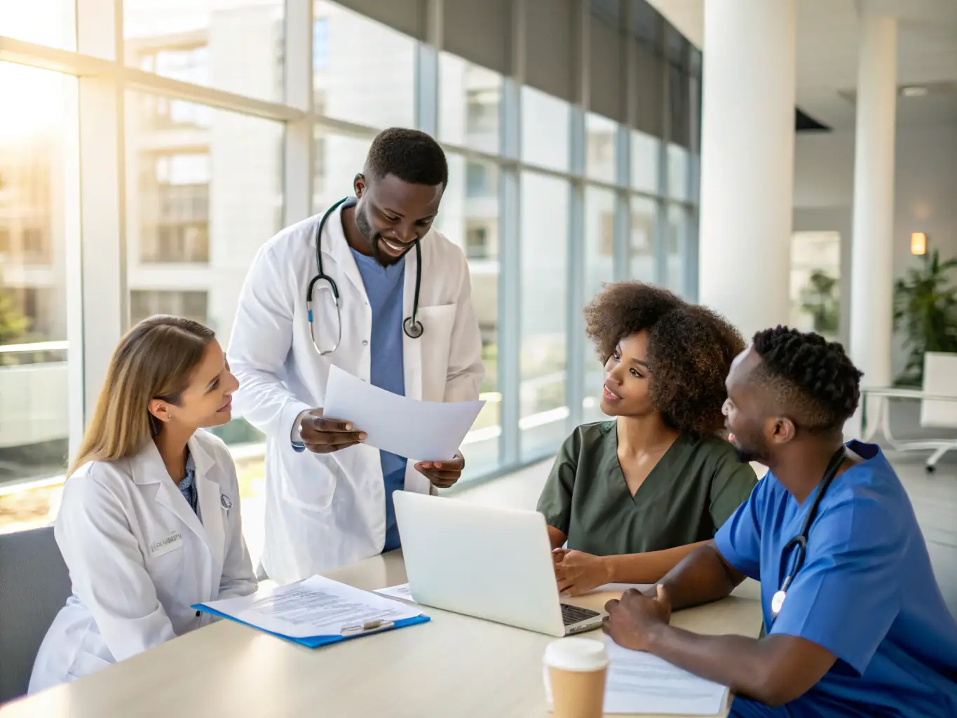 A diverse group of professionals, including doctors, nurses, lawyers, and teachers, are engaged in a group therapy session at Peepters Extension Clinic in Ghana. The setting is warm and supportive, with traditional Ghanaian art visible in the background.